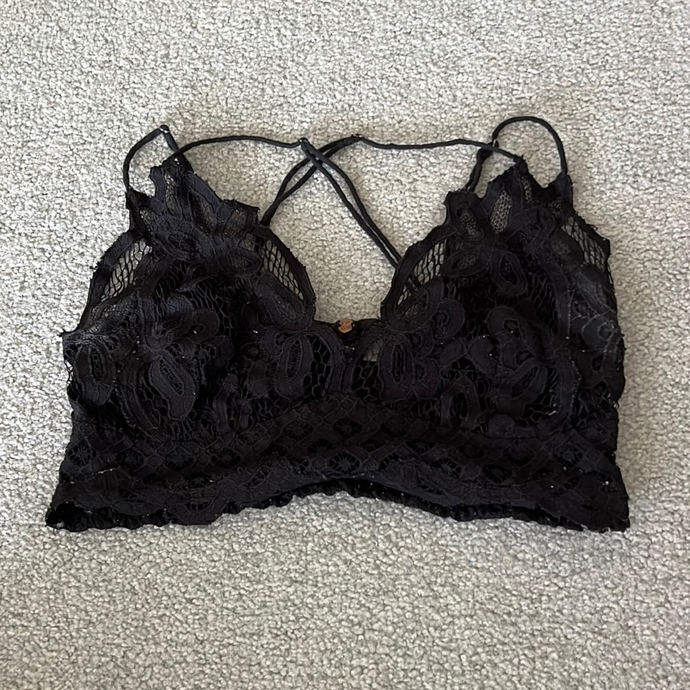 free people black lace bralette